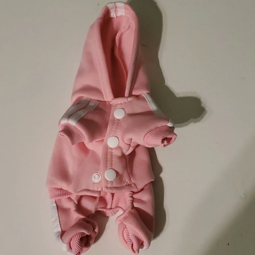 Adidog XS pink puppy/mini dog hooded jogging one piece outfit